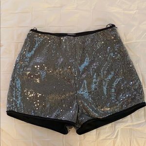 A’gaci silver sequined shorts. Size L